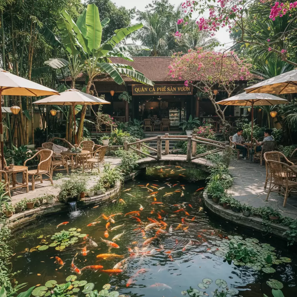 Không gian sân vườn xanh mát mang lại cảm giác thư thái tuyệt đối là lựa chọn hàng đầu cho những ai yêu thiên nhiên