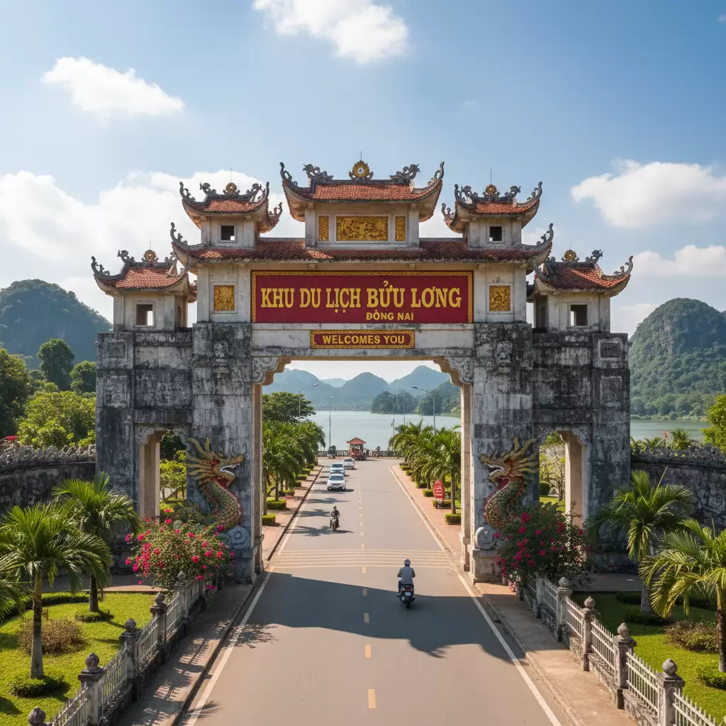 Cổng vào Khu du lịch Bửu Long nơi bắt đầu hành trình khám phá