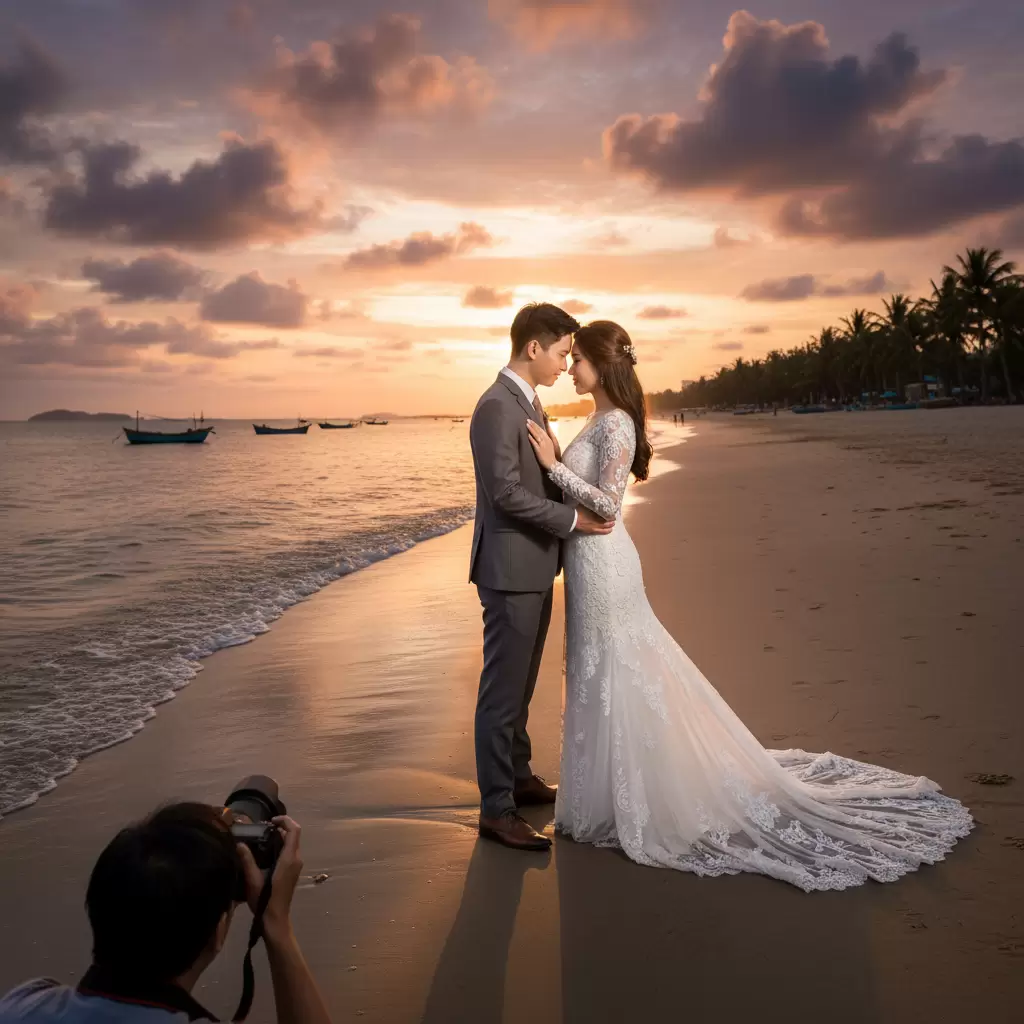 gemini_image_1767173936 Biên Hòa mang đến sự kết hợp hoàn hảo giữa thiên nhiên và kiến trúc hiện đại tạo nên bối cảnh chụp ảnh cưới đa dạng