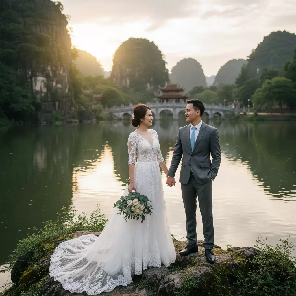 Hồ Bửu Long  Nơi được mệnh danh là Vịnh Hạ Long thu nhỏ của Biên Hòa cung cấp bối cảnh chụp ảnh cưới đa dạng