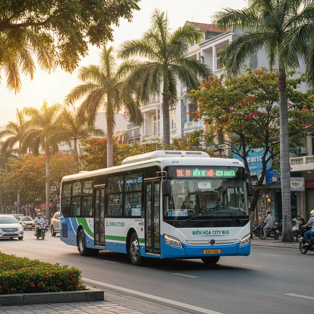 Xe buýt là phương tiện công cộng tiết kiệm nhất khi di chuyển nội thành Biên Hòa phù hợp với lịch trình du lịch 1 ngày