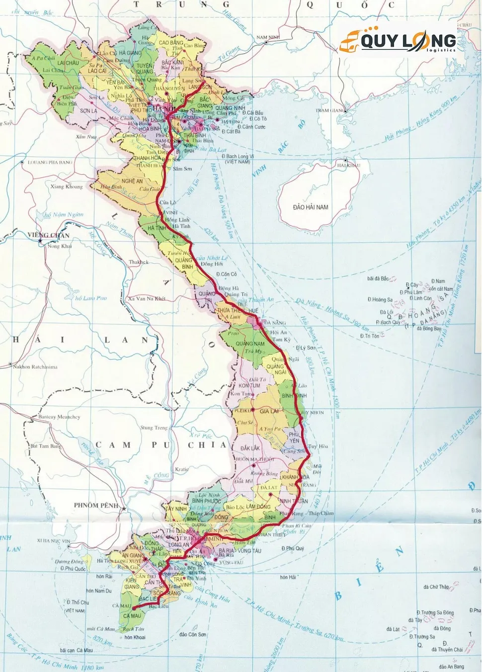 ban-do-quoc-lo-1a Lộ trình xuyên Việt từ Đồng Nai đến Lạng Sơn đi qua nhiều tỉnh thành