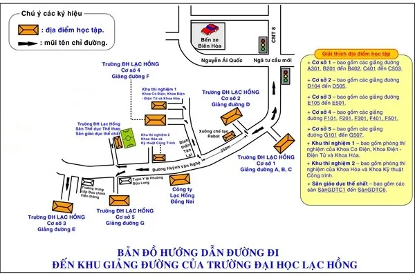 Bản đồ minh họa lộ trình các tuyến xe buýt đi ngang qua KCN Loteco