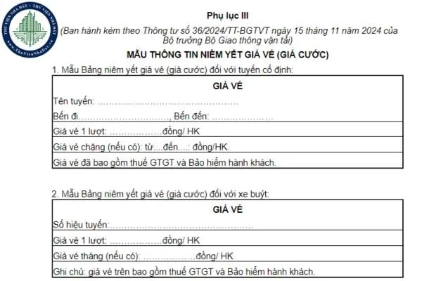 Giá vé nhà xe Kế Nghi được niêm yết công khai đảm bảo quyền lợi cho hành khách