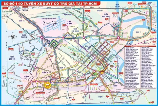 Bản đồ tổng quan các tuyến xe buýt hoạt động trên trục đường huyết mạch Xa lộ Hà Nội