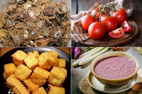 Các nguyên liệu tươi ngon là yếu tố tiên quyết tạo nên chất lượng của món bún riêu