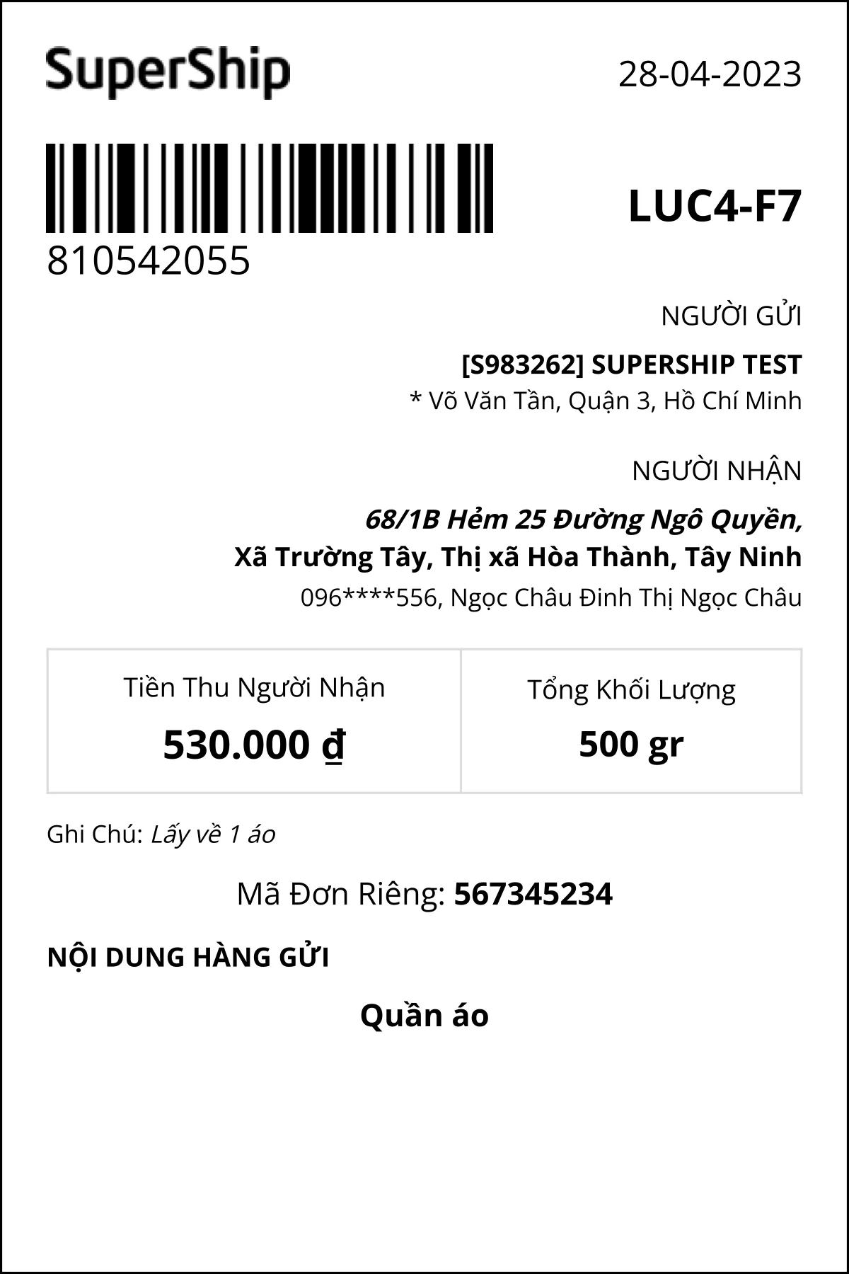 Ghi chú đầy đủ thông tin liên hệ giúp giảm thiểu rủi ro thất lạc hàng hóa