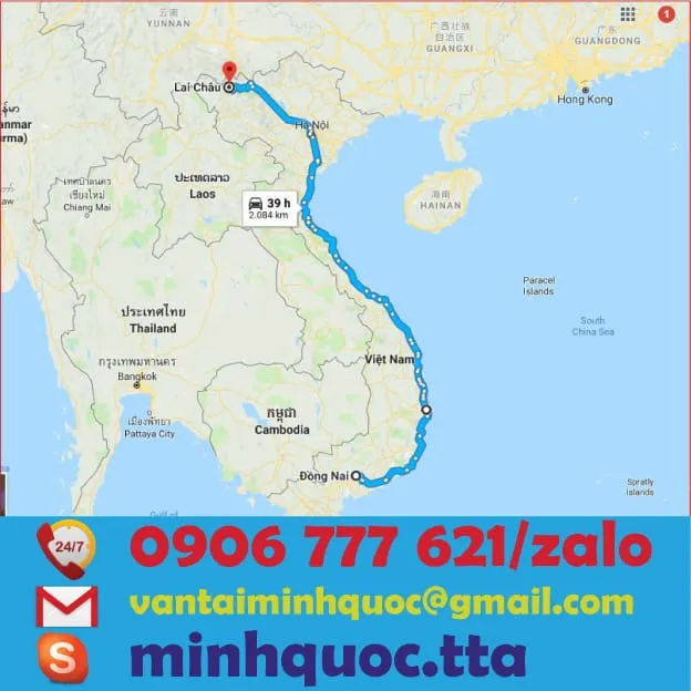 Lộ trình di chuyển dài xuyên suốt từ Đông Nam Bộ lên Tây Bắc